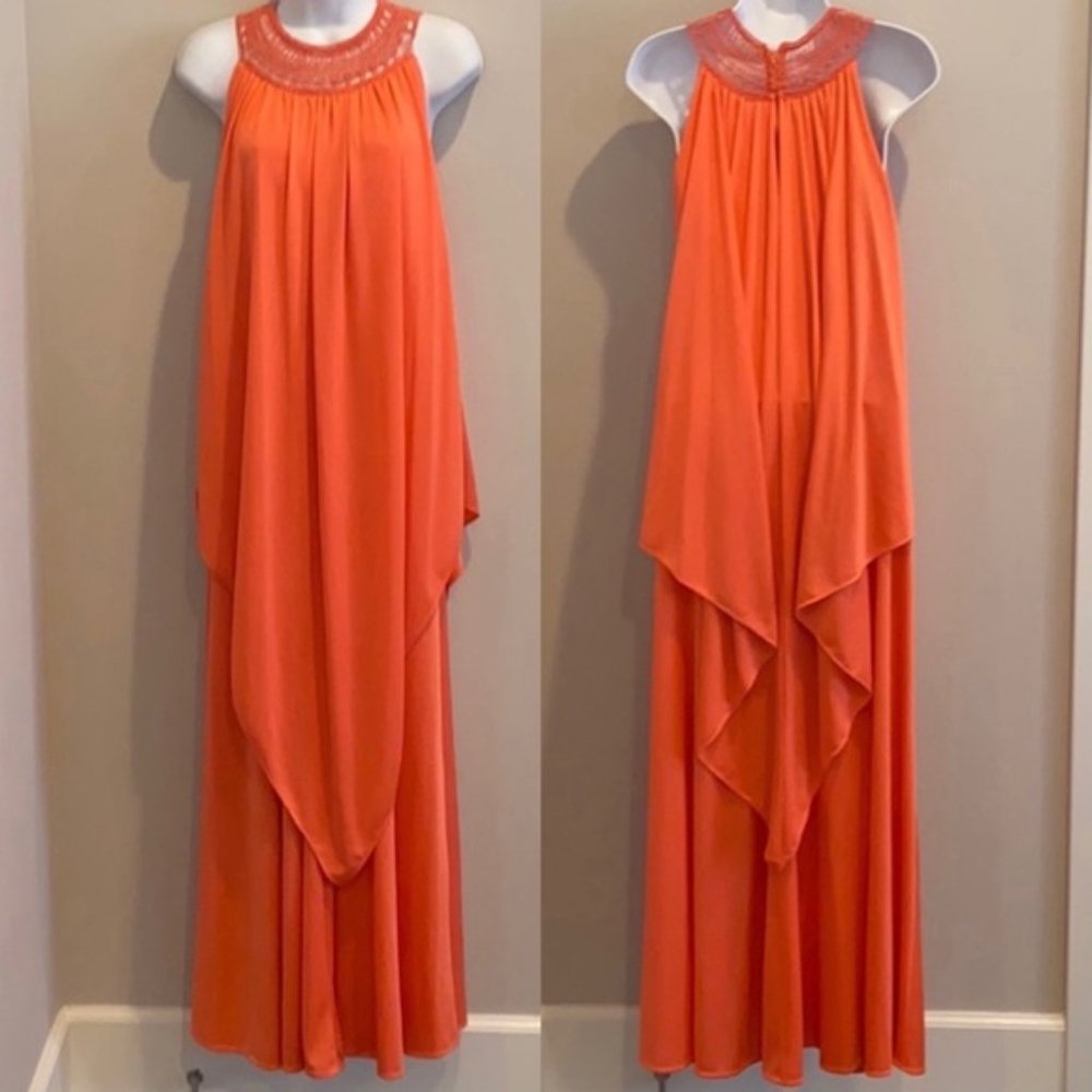 Vintage I.Magnin 70s Grecian Goddess Flowy Maxi Gown Halter Slip Dress Kaftan - Picture 10 of 11